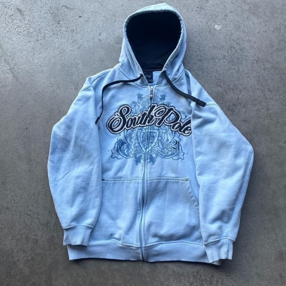 Early 2000s Southpole Jesse Pinkman Floral Shield Emblem Zip Up Hoodie Skater b